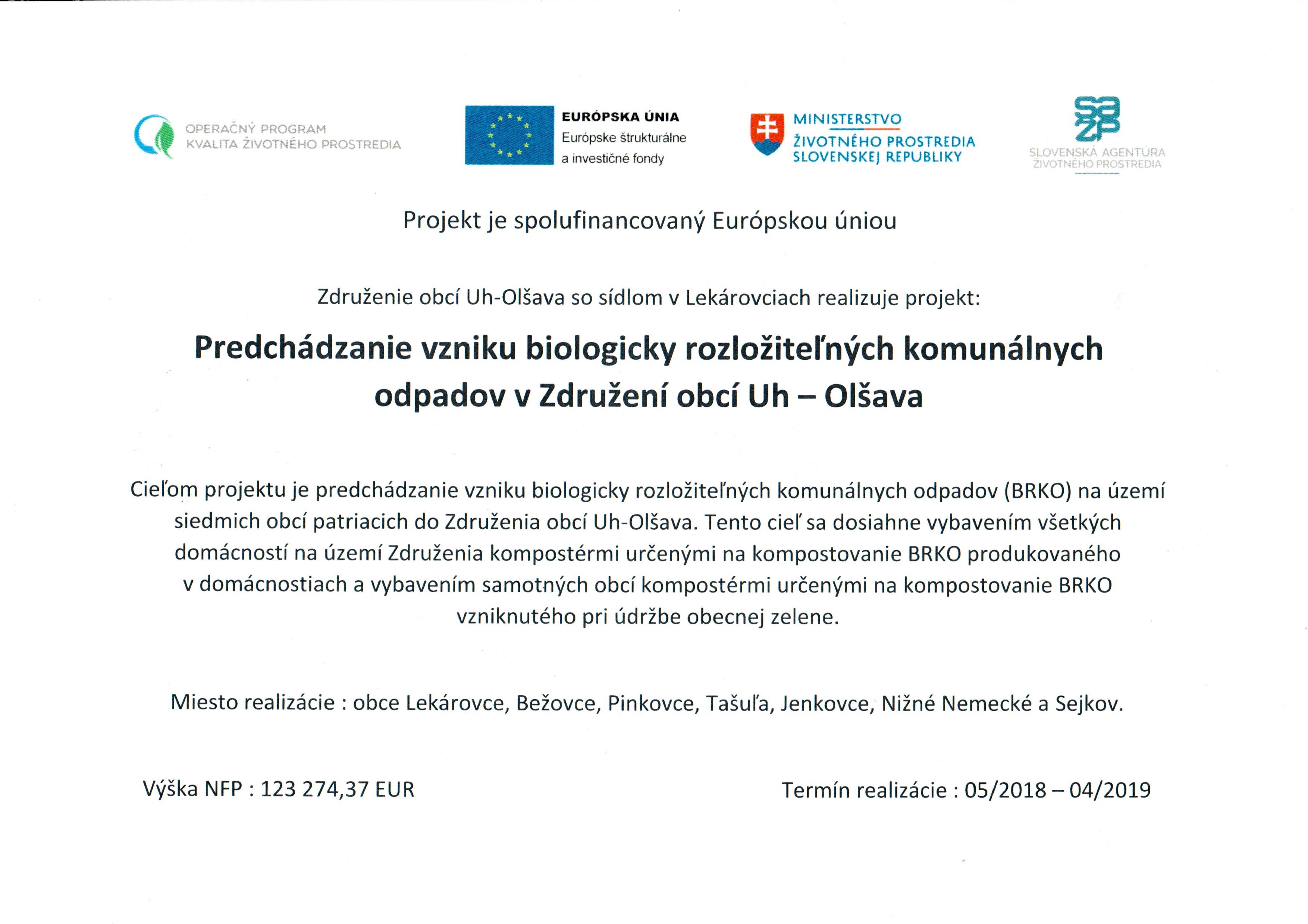 Projekt:  Predchádzanie vzniku biologicky rozložiteľných komunálnych odpadov v Združení obcí Uh-Olšava